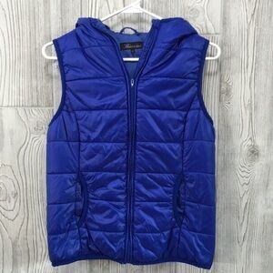Baccini Cobalt Blue Hooded Puffer Vest Womens Small